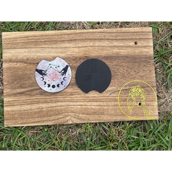 Celestial Floral Moon Phases Car Coasters 2 Pack - Picture 4 of 4